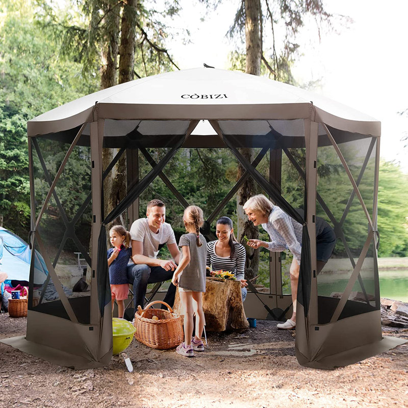 DreamDwell Home 12Ft x12Ft Pop Up Steel Patio Gazebo with Mosquito Netting Sidewalls Insect